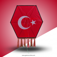 BAYRAKLI - KUMAŞ ÇERÇEVELİ ALTIGEN UÇURTMA